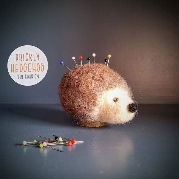 Hedgehog Novelty Pin Cushion, Needle Felted Pin Cushion, Sewing Supplies & Accessories, Prickly Hedgehog