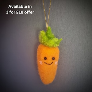 Carrot Christmas Decoration, Carrot Bauble, Felted Carrot, Christmas Tree Ornament