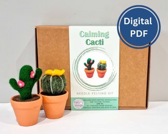 PDF Needle Felting Instructions, Calming Cacti, Needle Felting Tutorial, Instant Download