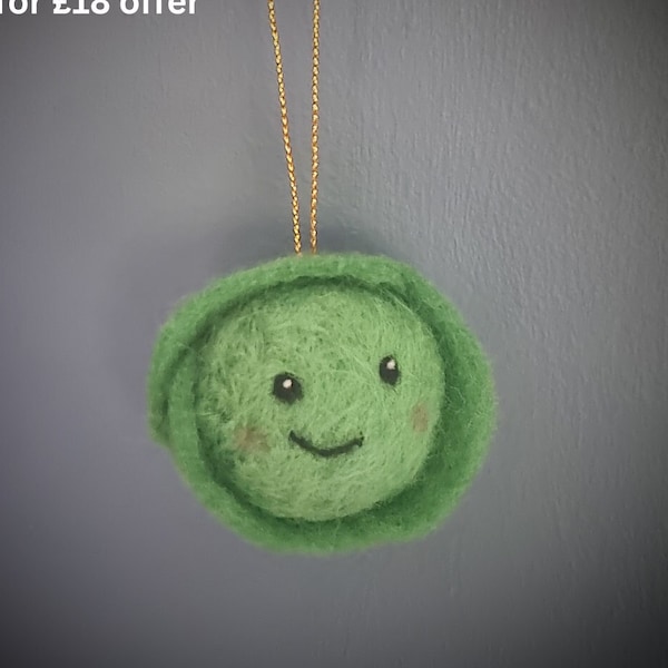 Brussel Sprout kerstversiering, Sprout Bauble, Gevilte Sprout, Kerstboomornament