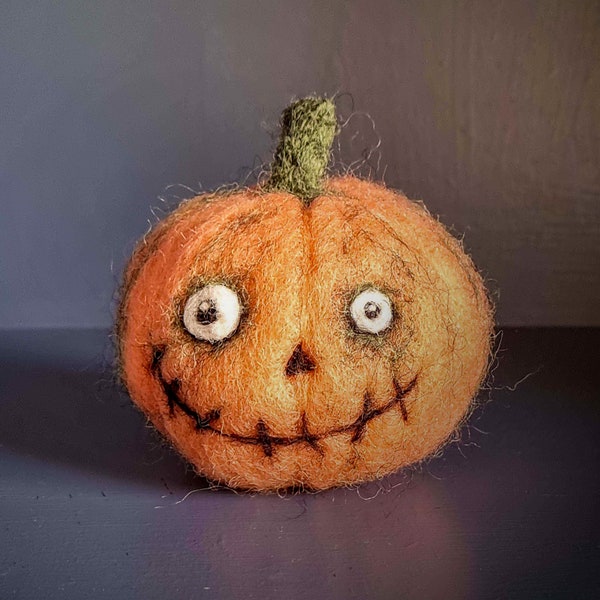 Halloween Pumpkin, Halloween Decoration, Pumpkin Ornament, Needle Felted Pumpkin, Spooky Pumpkin