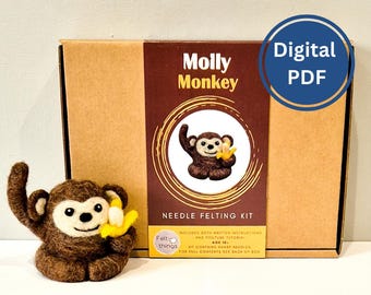 Needle Felting Pattern: Molly Monkey Tutorial (PDF Download)