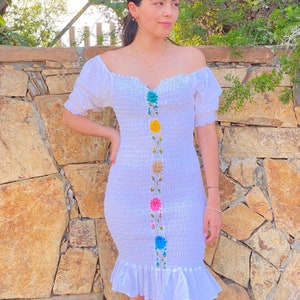 Vestido largo mujer lino floral - TRICOT