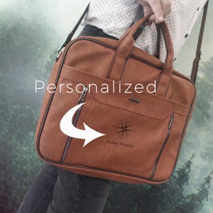 Maletín para portátil con monograma para hombre, bandolera personalizada, funda para portátil, funda para Macbook de 16 pulgadas, regalo para el Día del Padre.