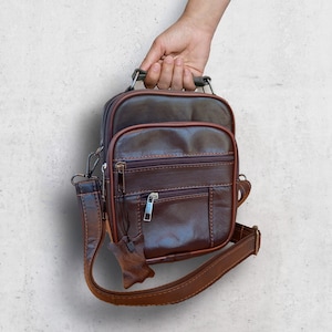 Sac homme personnalisé en cuir véritable / sac bandoulière homme personnalisé / sac à bandoulière gravé pour homme / coffret cadeau fête des pères / cadeau homme unique