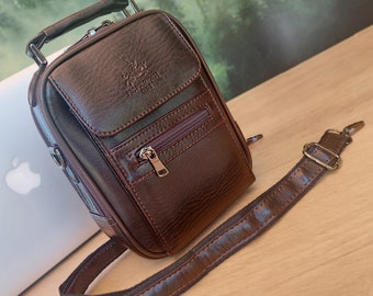 BOYFRIEND GIFT / Vegan Leather Man Bag / Personalized Crossbody Bag and Wallet/ Engraved Shoulder bag / Satchel Bag