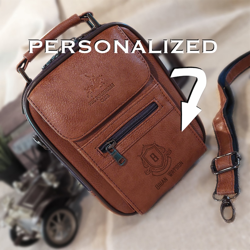 Personalized GIFT FOR BOYFRIEND / Vegan Leather Man Bag / Crossbody Bag and Wallet/ Engraved Shoulder bag / Satchel Bag
