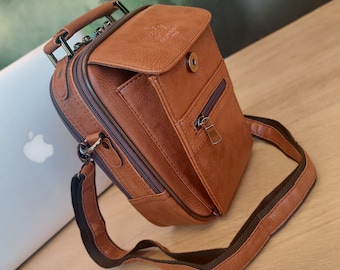 Personalized GIFT FOR BOYFRIEND / Vegan Leather Man Bag / Crossbody Bag and Wallet/ Engraved Shoulder bag / Satchel Bag