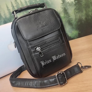 SAC EN CUIR PERSONNALISÉ Cadeau pour homme, sac homme personnalisé, sac bandoulière gravé, sac bandoulière, besace, coffret cadeau fête des pères