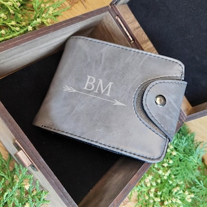 Cartera personalizada para hombre, cartera personalizada para novio, cartera grabada para hombre, regalo para papá, set de regalo para el Día del Padre, set de regalo para novio