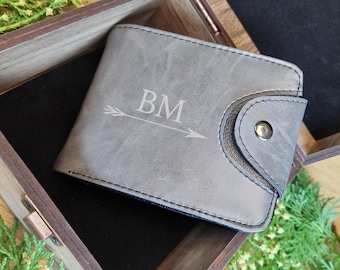 Cartera de piel vegana personalizada: set de regalo con monograma grabado