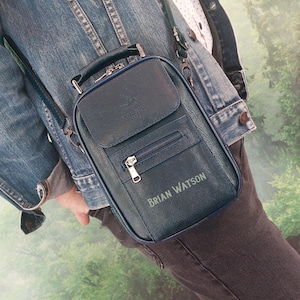 Cadeau personnalisé pour la fête des pères, cadeau d'anniversaire pour petit ami, sac à bandoulière et portefeuille gravés à bandoulière, sac messager tendance en cuir pour hommes
