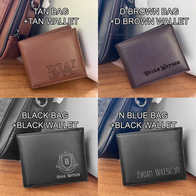 Personalized GIFT FOR BOYFRIEND / Vegan Leather Man Bag / Crossbody Bag and Wallet/ Engraved Shoulder bag / Satchel Bag