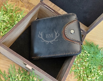 PERSONALISED Mens Wallet, Custom Wallet For Boyfriend, Engraved Man Wallet, Gift For Dad, Father's Day Gift Set