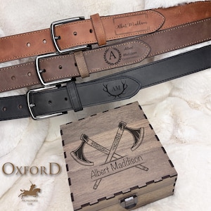 Personalized Man Belt - Engraved Leather Belt - Genuine Leather Belt - Gift For Him - Father&#39;s Day Gift Set - Anniversary Husband Gift