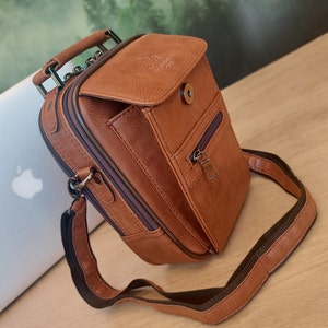 Sac pour homme en cuir personnalisé / Sac à bandoulière et portefeuille / Sac à bandoulière gravé / Sac cartable / Cadeau pour petit ami / Coffret cadeau pour la fête des pères