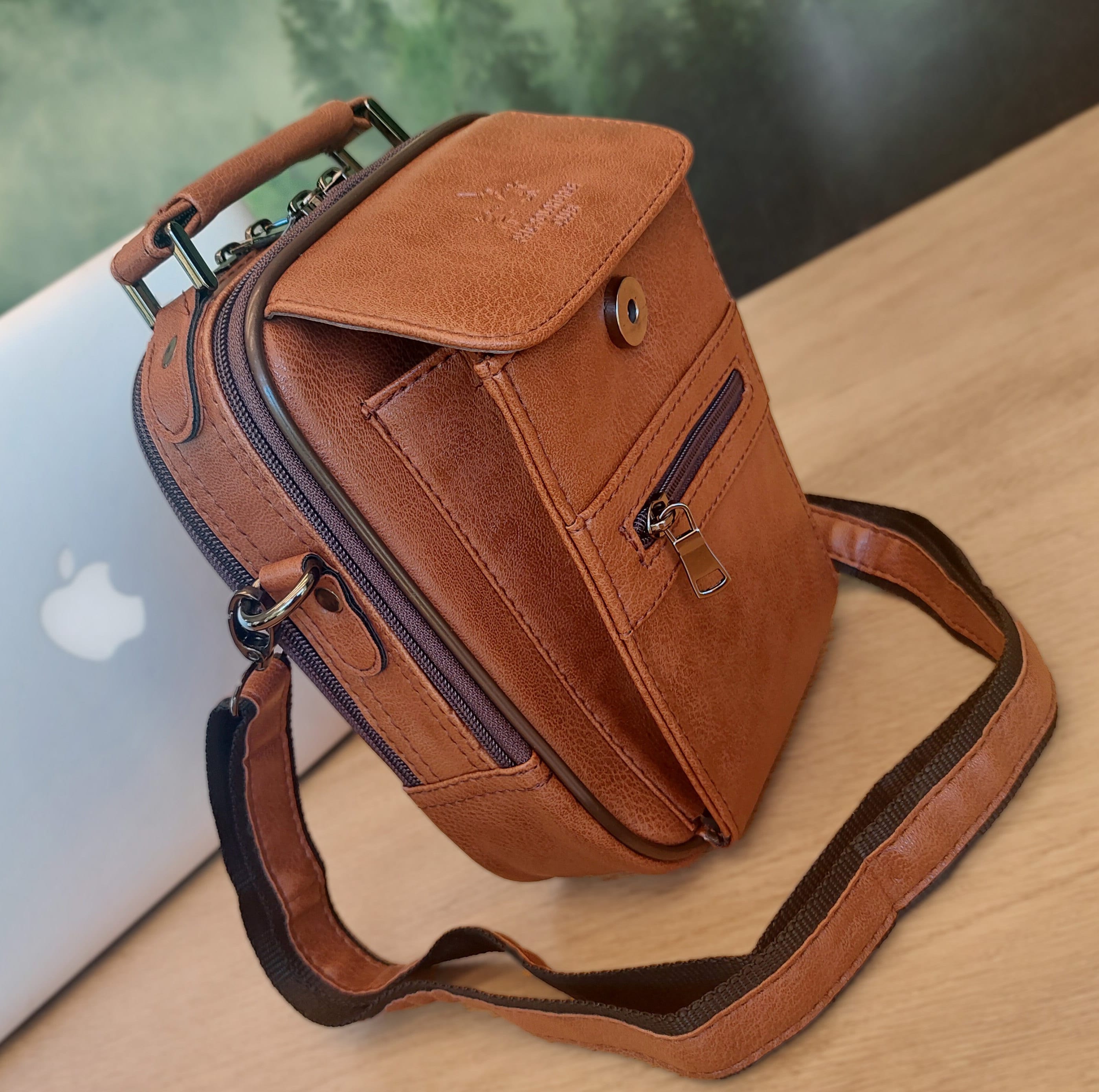 【INCHANT ME】[Card Holder SET] Leather Shoulder Bag ili New York Phone Wallet Shoulder Bag Crossbody - Coyote Moon