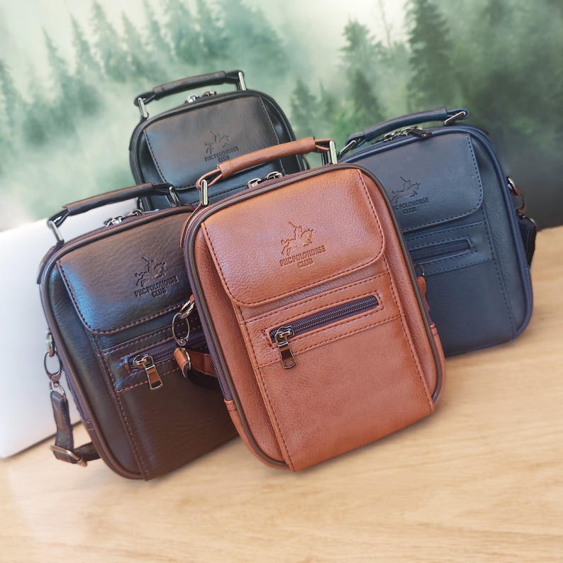 Personalized GIFT FOR BOYFRIEND / Vegan Leather Man Bag / Crossbody Bag and Wallet/ Engraved Shoulder bag / Satchel Bag