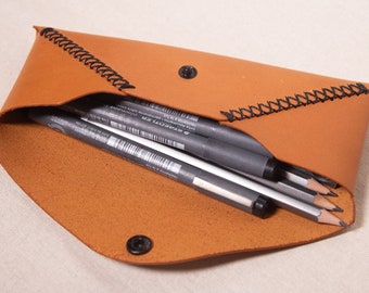 Bolsa de cuero pequeña / Estuche para bolígrafos / Estuche para lápices / Bolsa personalizada