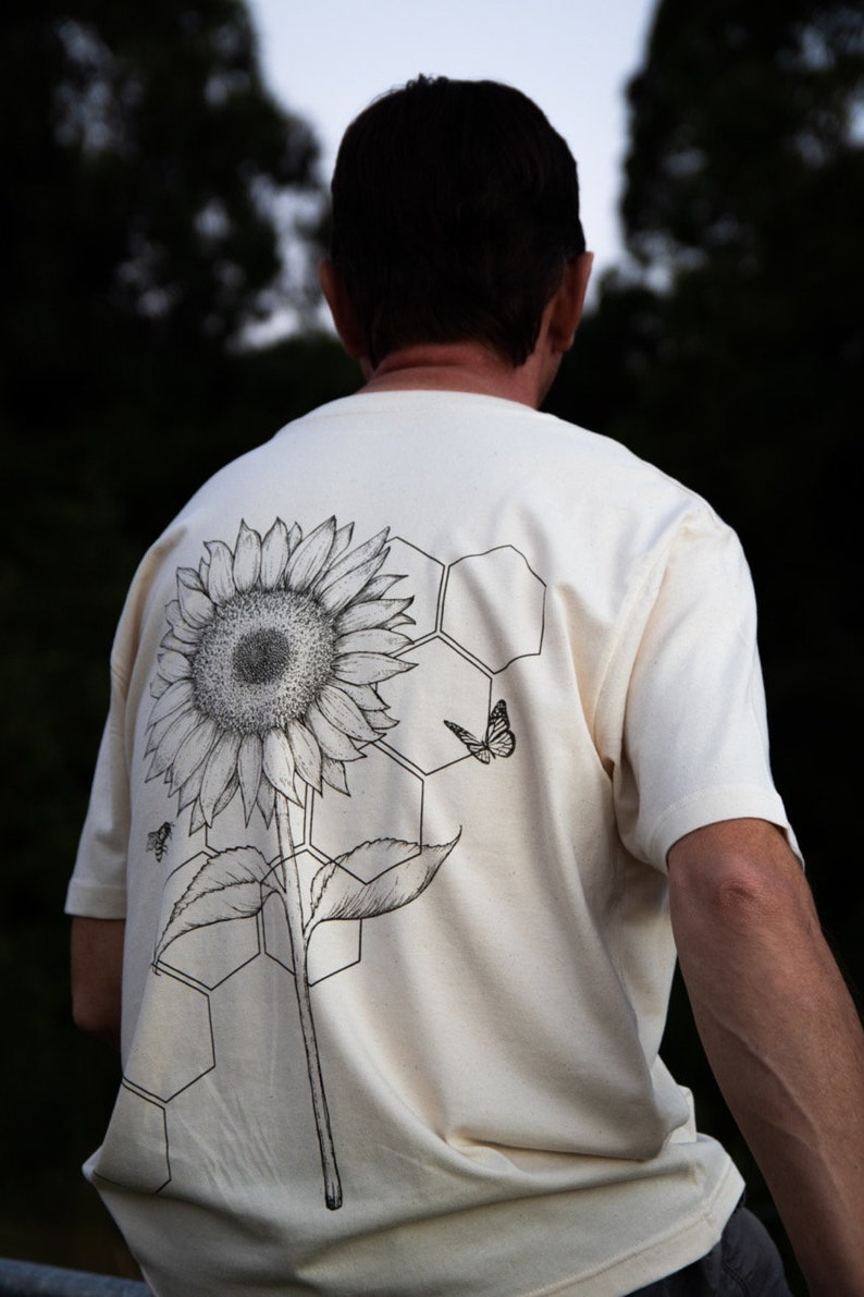 Sonnenblume T-Shirt Siebdruck-T-Shirt T-Shirt Bio-T-Shirt Unisex T-Shirt Bild 6