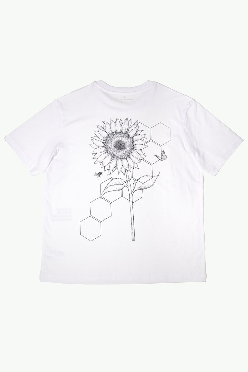 Sonnenblume T-Shirt Siebdruck-T-Shirt T-Shirt Bio-T-Shirt Unisex T-Shirt White