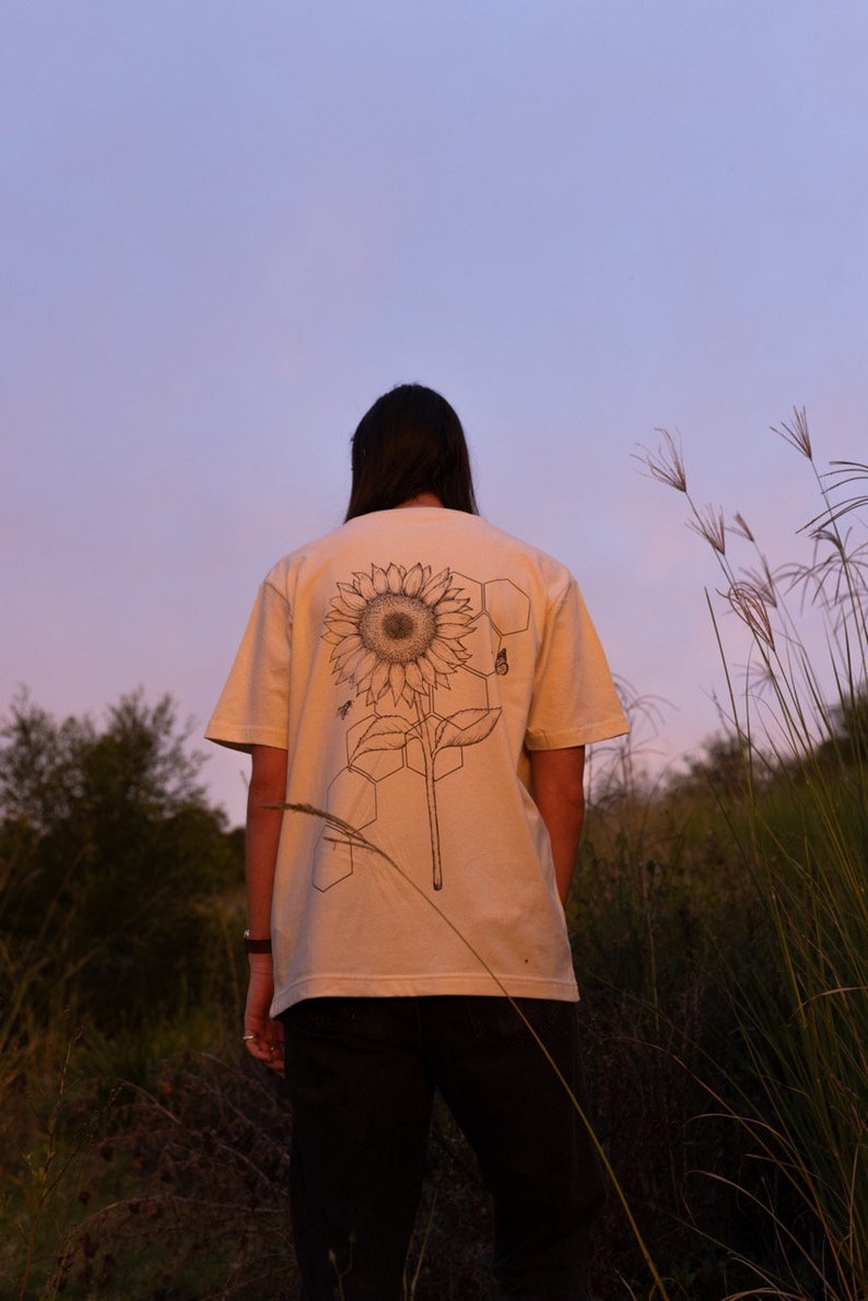 Sonnenblume T-Shirt Siebdruck-T-Shirt T-Shirt Bio-T-Shirt Unisex T-Shirt Bild 4