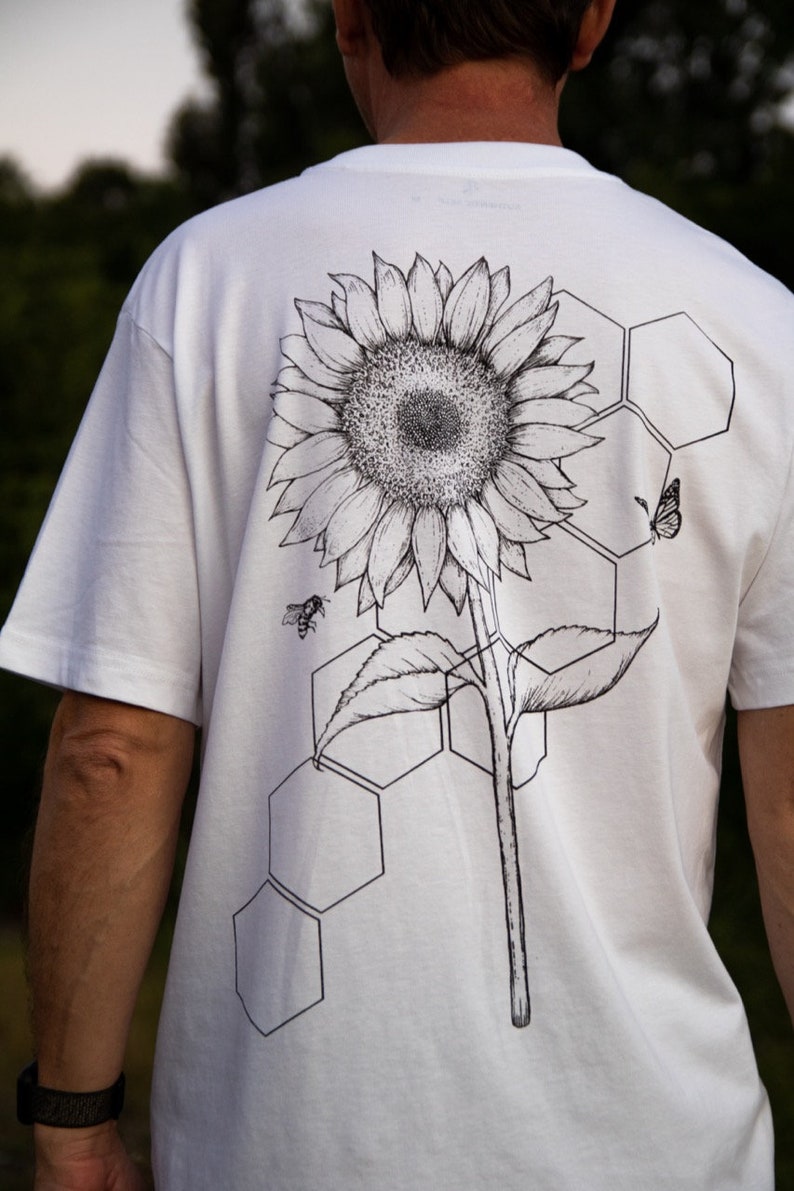 Sonnenblume T-Shirt Siebdruck-T-Shirt T-Shirt Bio-T-Shirt Unisex T-Shirt Bild 8