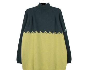 90's Vintage Adidas Sweater - Adidas Sweatshirt - Extra Large XL - Embroidered Logo - Retro Adidas Three Stripes - Big Logo - Turtleneck