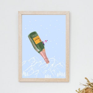 Skiing Champagne Poster