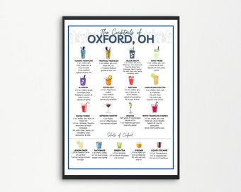 Oxford Ohio Cocktail Poster- Digital Download