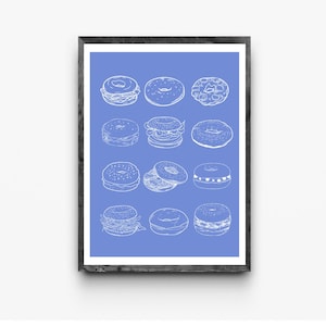Sketch Outline Bagel Poster