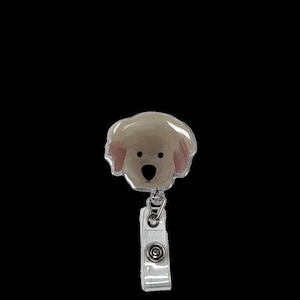 Retriever, carretel de distintivo de cães fofos, porta-cartões para médicos, enfermeiros, dentistas, higienistas dentais, assistentes de dentista