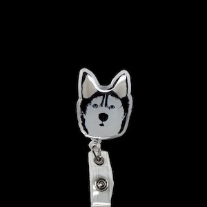 Husky, carretel de crachá de cães fofos, porta-cartões para médicos, enfermeiros, dentistas, higienistas dentais, assistentes de dentista
