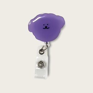 Carrete de insignia de caniche púrpura, titular de la tarjeta para médicos, enfermeras, dentista, higienista dental, asistente dental