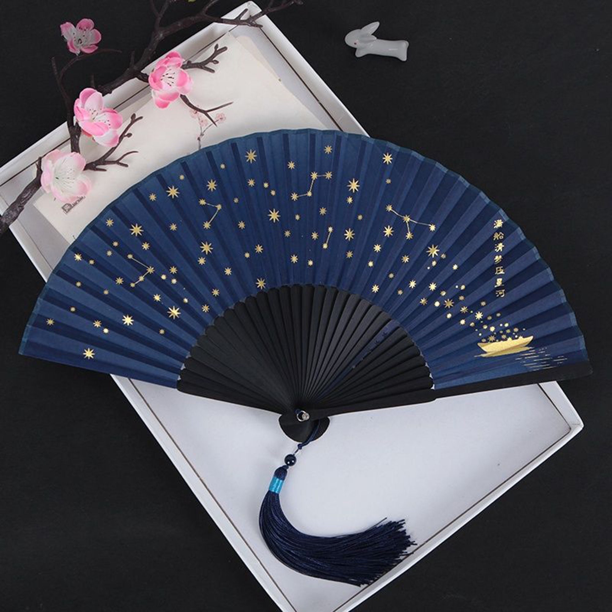 Hand Held Fans Silk Bamboo Church Folding Fans Handheld Folded Fan With