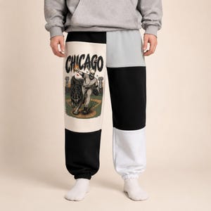 Chicago Baseball Patchwork Sweatpants, Upcycled Gameday Joggers, Chicago Fan Apparel, Handmade Baseball Gift, Streetwear Pants