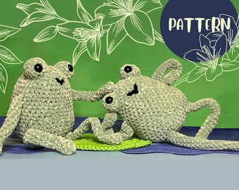 Amigurumi Frog Plush PDF PATTERN with Lily Pad