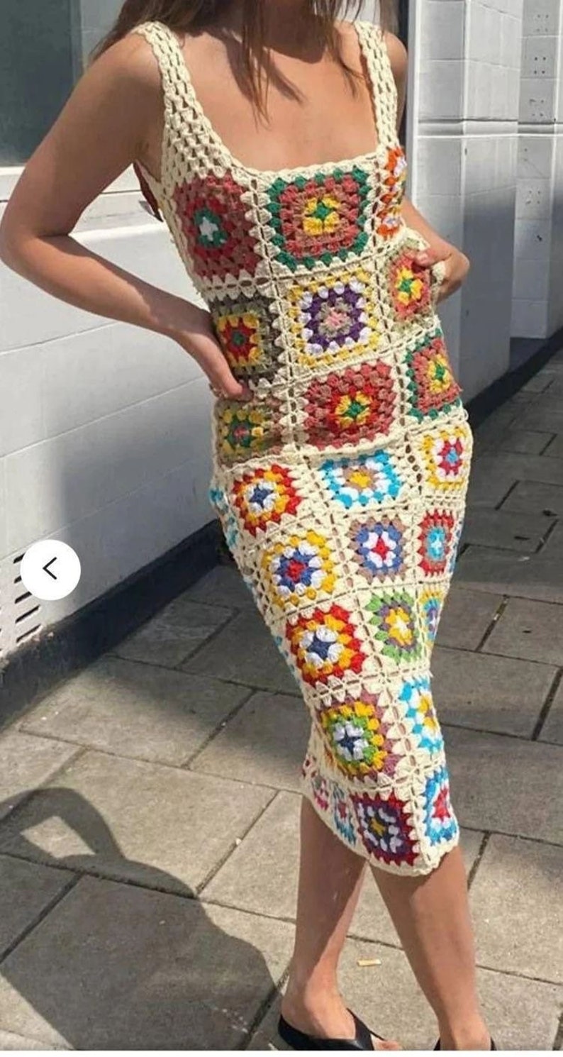 Crochet Granny Square Dress Handmade Granny Square Dress Etsy