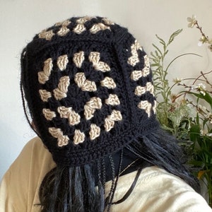 Crochet Balaclava, Women Winter Bonnet, Handmade Green Balaclava, Granny Square Balaclava,  hand-crocheted Balaclava, Hand-knit Balaclava