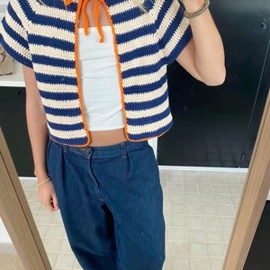 Striped cardigan, Unisex stripe cardigan, Crochet Overshirt, Crochet Multicolor Shirt, Crochet Shirt, Crochet Shirt for Women, Beach Shirt