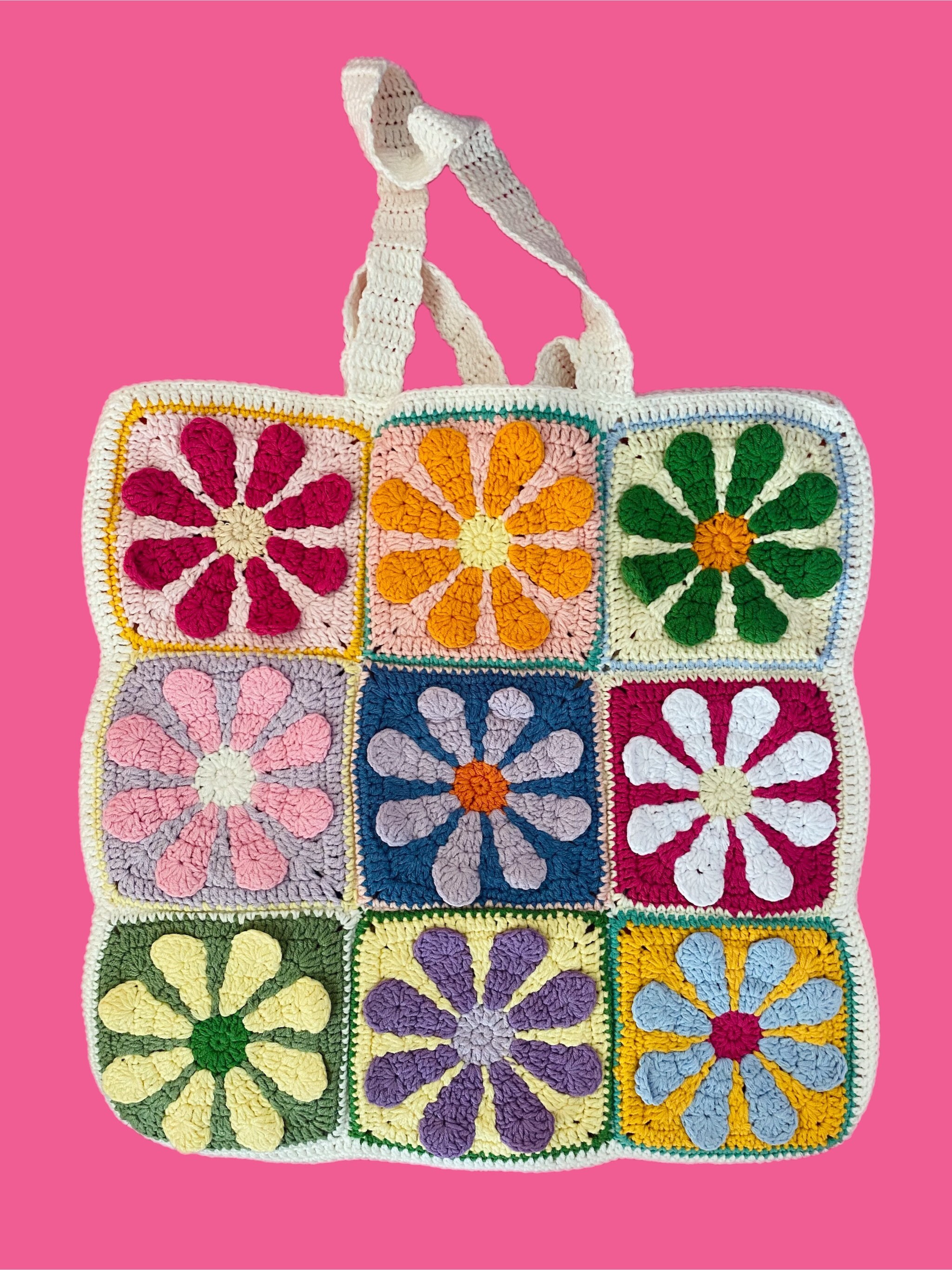 Floral Crochet Tote Bag Tote Bag Crochet Bag Crochet Tote Etsy