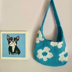 Daisy crochet purse, crochet bag, handmade bag, hand knitted crochet purse, daisy purse, crochet daisy bag