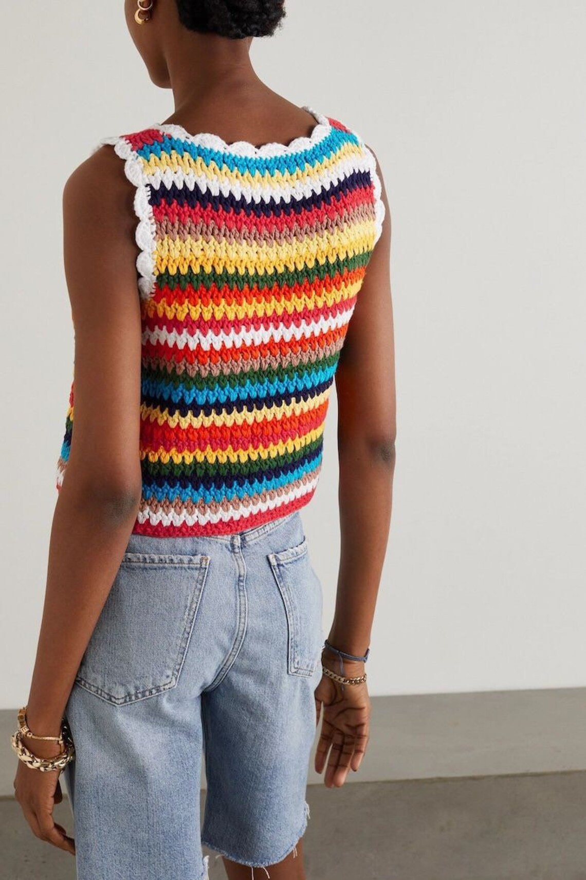 Crochet Rainbow Sweater Vest, Unisex Handmade Colorful Vest, Winter Sea