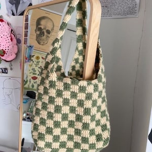 Checkered crochet bag,crochet bag,y2k fashion,y2k,crochet shoulder bag, handmade bag,checkered bag,fairycore bag