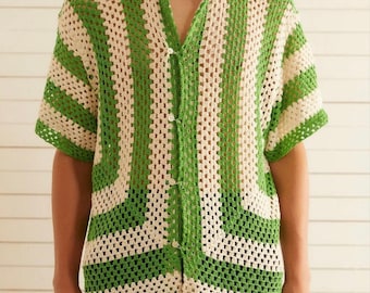 BODE Sunspot Crochet SS Shirt - White | Garmentory