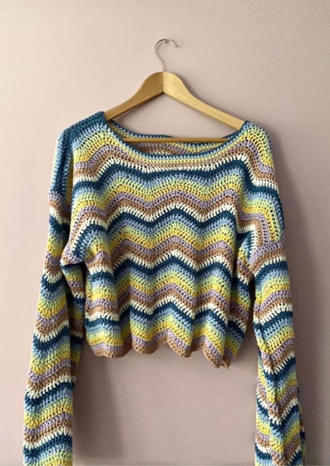 Tom Daleys Wavy Sweater Crochet Wavy Sweater Crochet Etsy