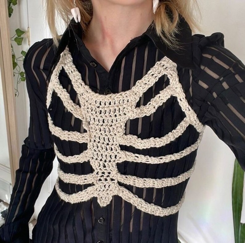 Crochet Skeleton Top Grunge Fairycore Goth Top Skeleton Etsy UK