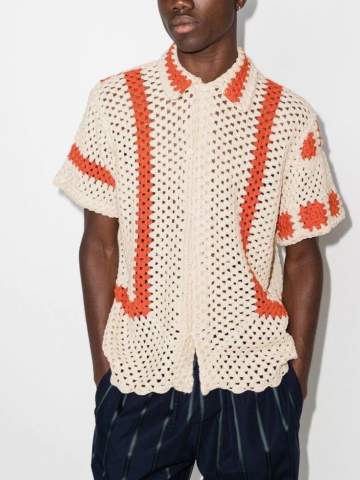 Crochet Shirt, Bode Shirt, Unisex Shirt, Crochet Oversize Shirt 