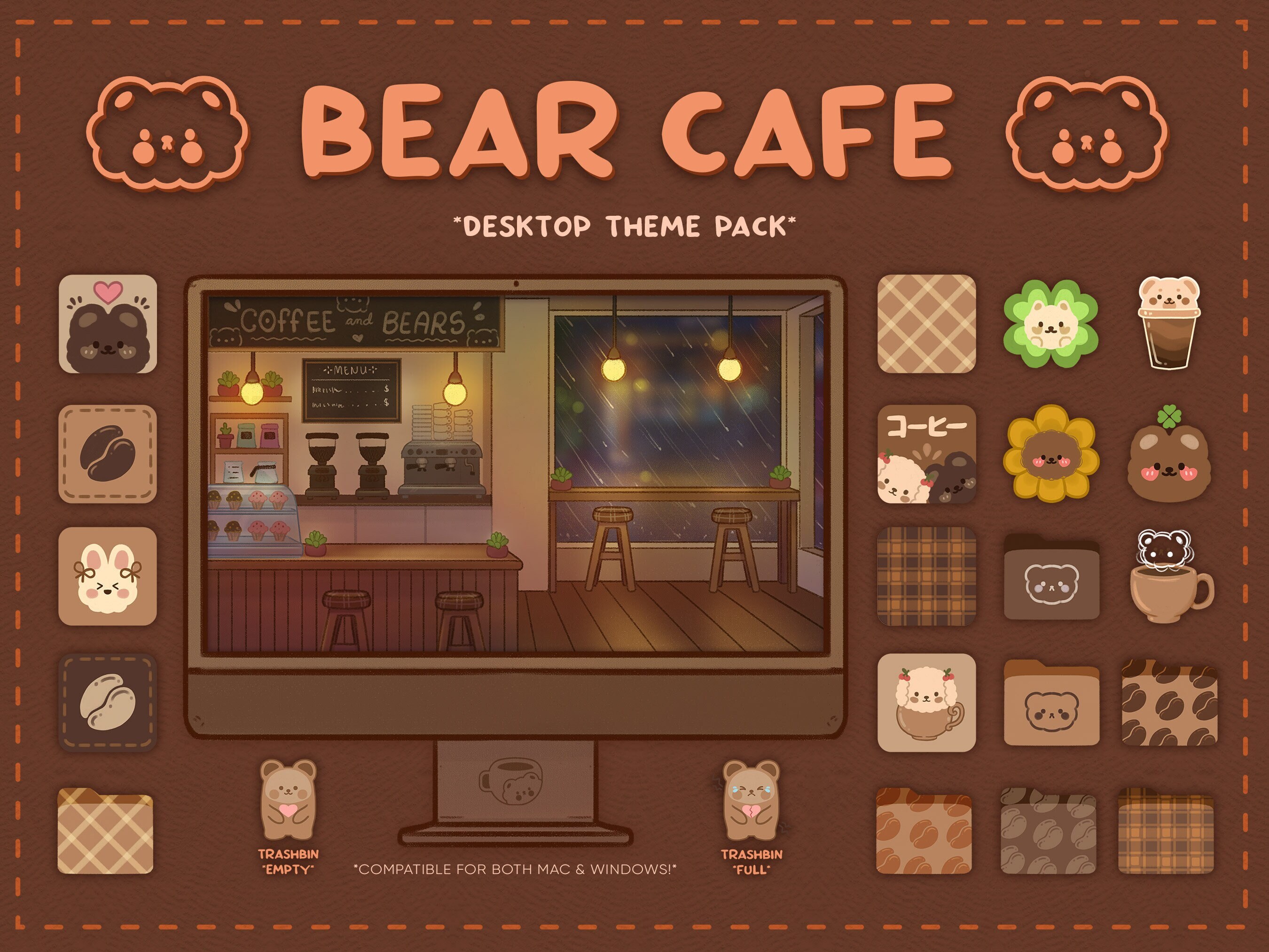 Cute Desktop Icon Bear Cafe Mac & Windows Icon Set - Etsy Cute Desktop Icon Bear Cafe Mac & Windows Icon Set - Etsy