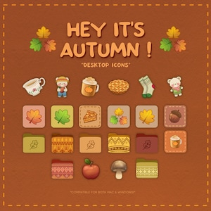 Pack d'icônes de bureau | Salut, c'est l'automne | Mac et Windows | Organiseur de bureau | 22 icônes du bureau | KofiCloudStudio